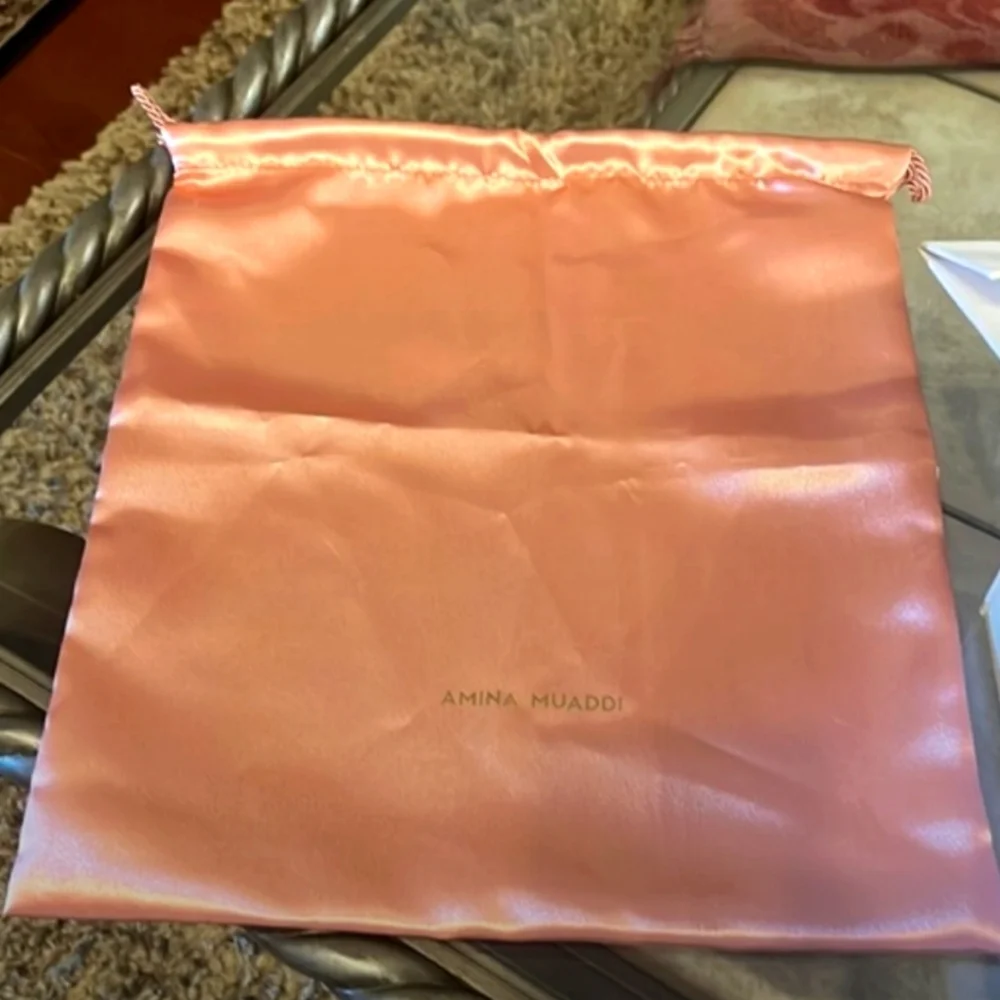 Amina Muaddi Pink Magnetic Shoe Box Tissue Paper Dust Bag Size 39.5